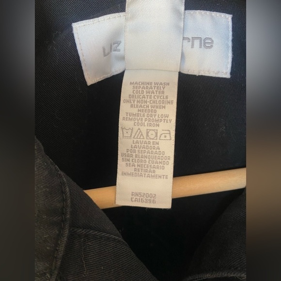 Liz Claiborne Black‎ Denim Jacket pockets 100% Cotton - Picture 4 of 7